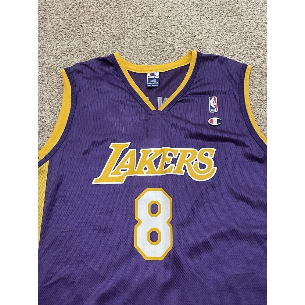 Rare Kobe Bryant Los Angeles Lakers #8 NBA Champion VTG 90s Jersey Mens L - Picture 3 of 5